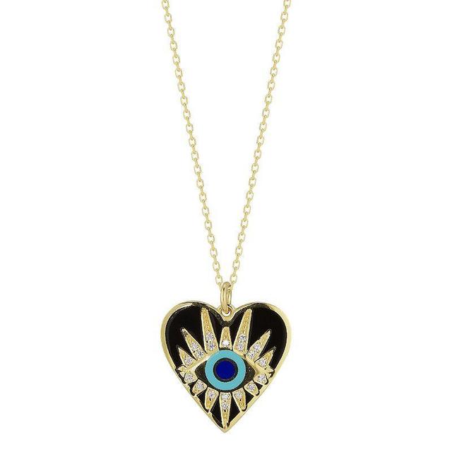 Sunkissed Sterling 14k Gold Over Silver Cubic Zirconia Eye Heart Necklace, Womens Gold Tone Product Image