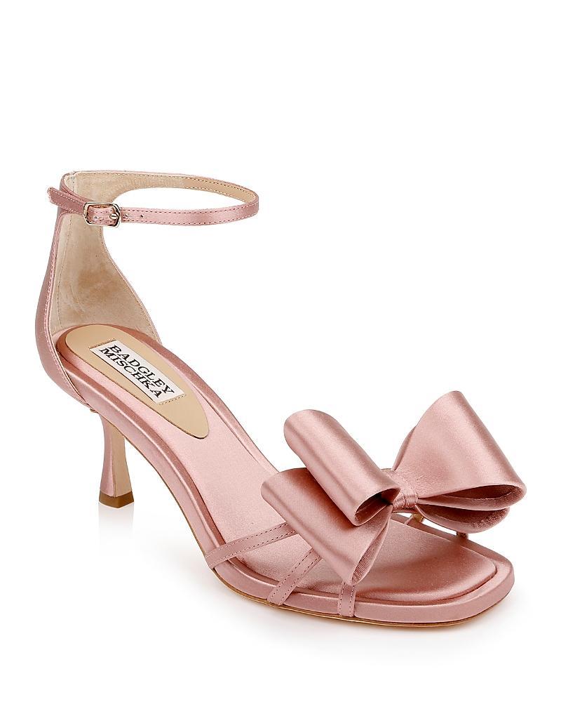 Badgley Mischka Womens Alysha Square Toe Bow Embellished Mid Heel Sandals Product Image