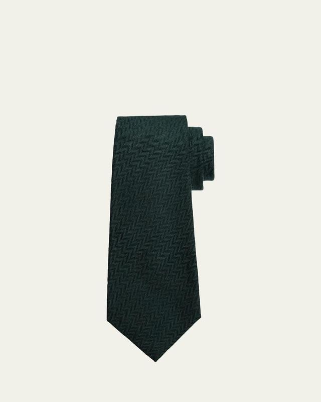 Mens 7-Fold Herringbone Silk Tie Product Image