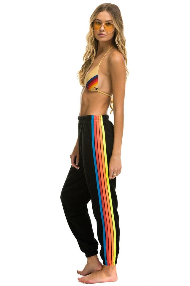 5 STRIPE SWEATPANTS - BLACK // NEON RAINBOW STRIPES Female Product Image