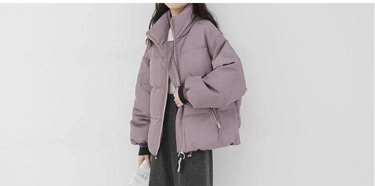 Stand Collar Plain Oversized Puffer Jacket Product Image