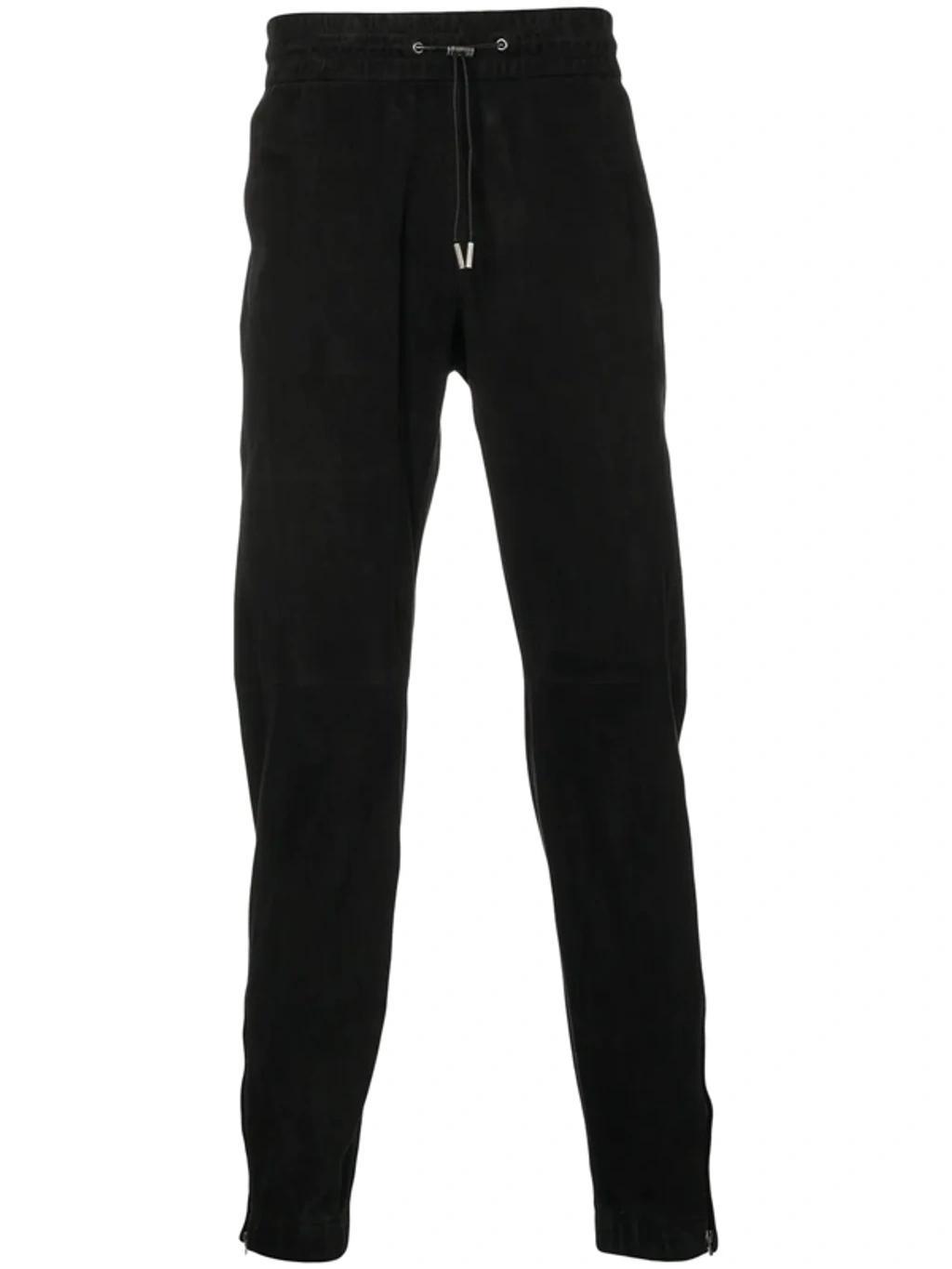 Slim-fit Tapered Suede Track Pants In Black Product Image