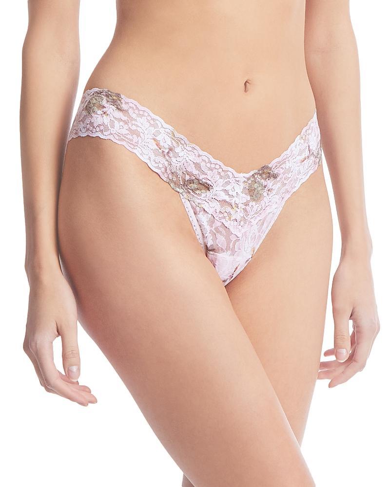 Printed Low-Rise Signature Lace Thong Product Image