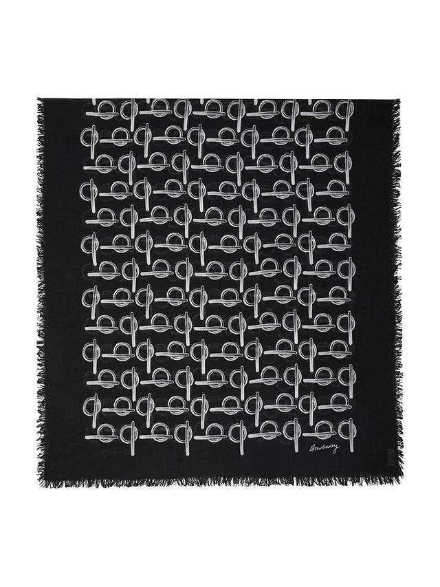 B-Buckle Fringed Wool Scarf Product Image