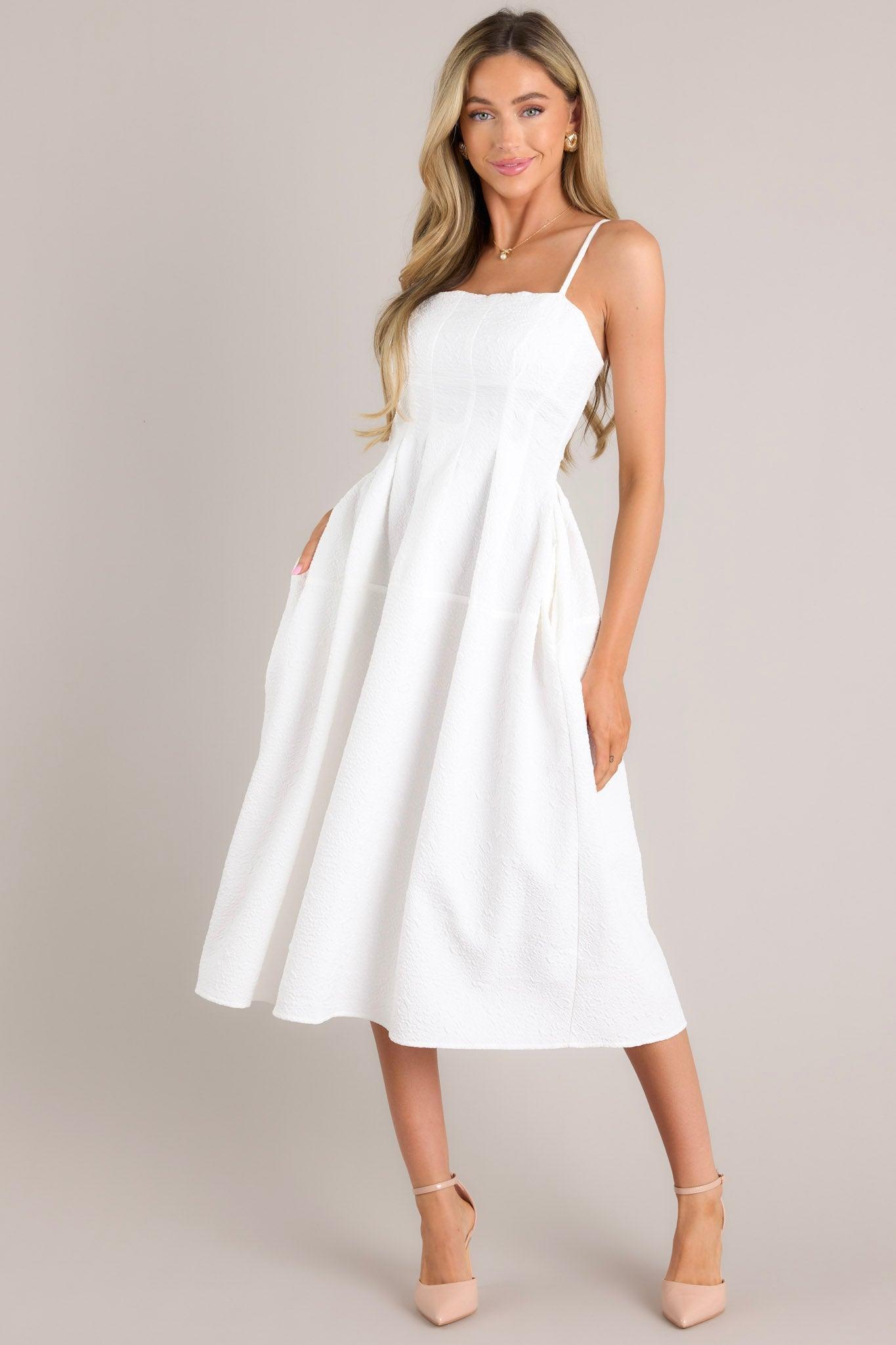 Midnight Melodies White Midi Dress Product Image