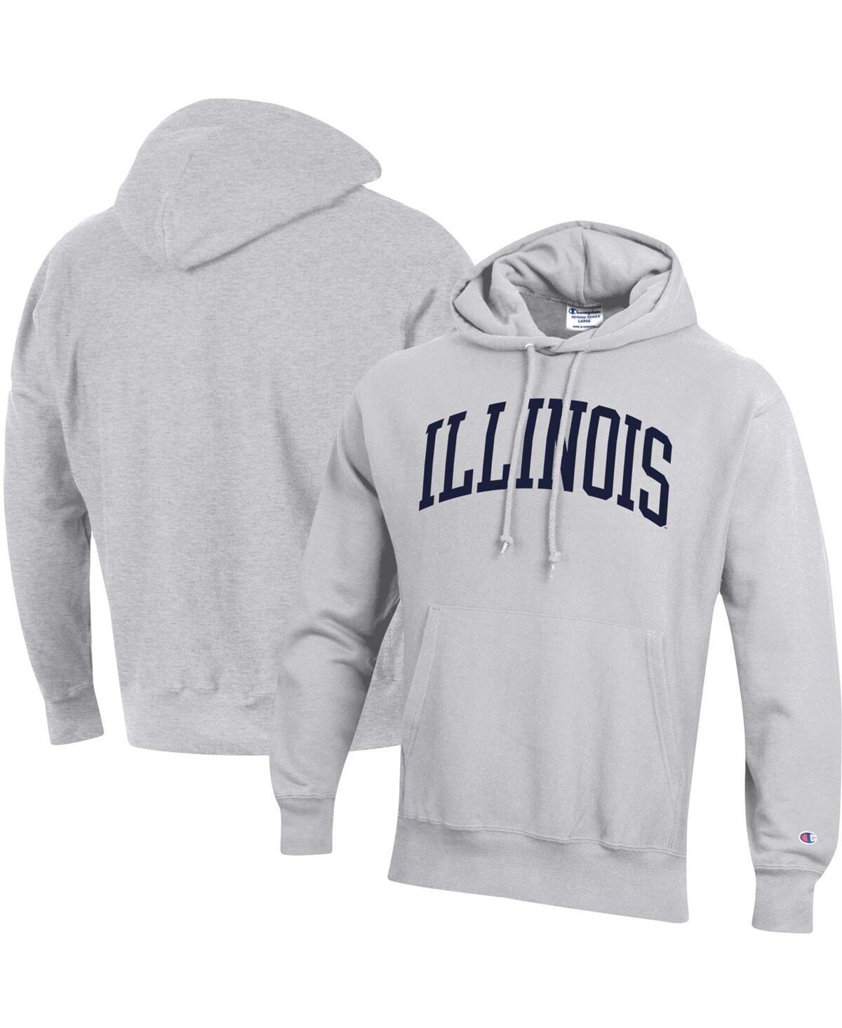 Mens Champion Heathered Gray Illinois Fighting Illini Team Arch Reverse Weave Pullover Hoodie Product Image