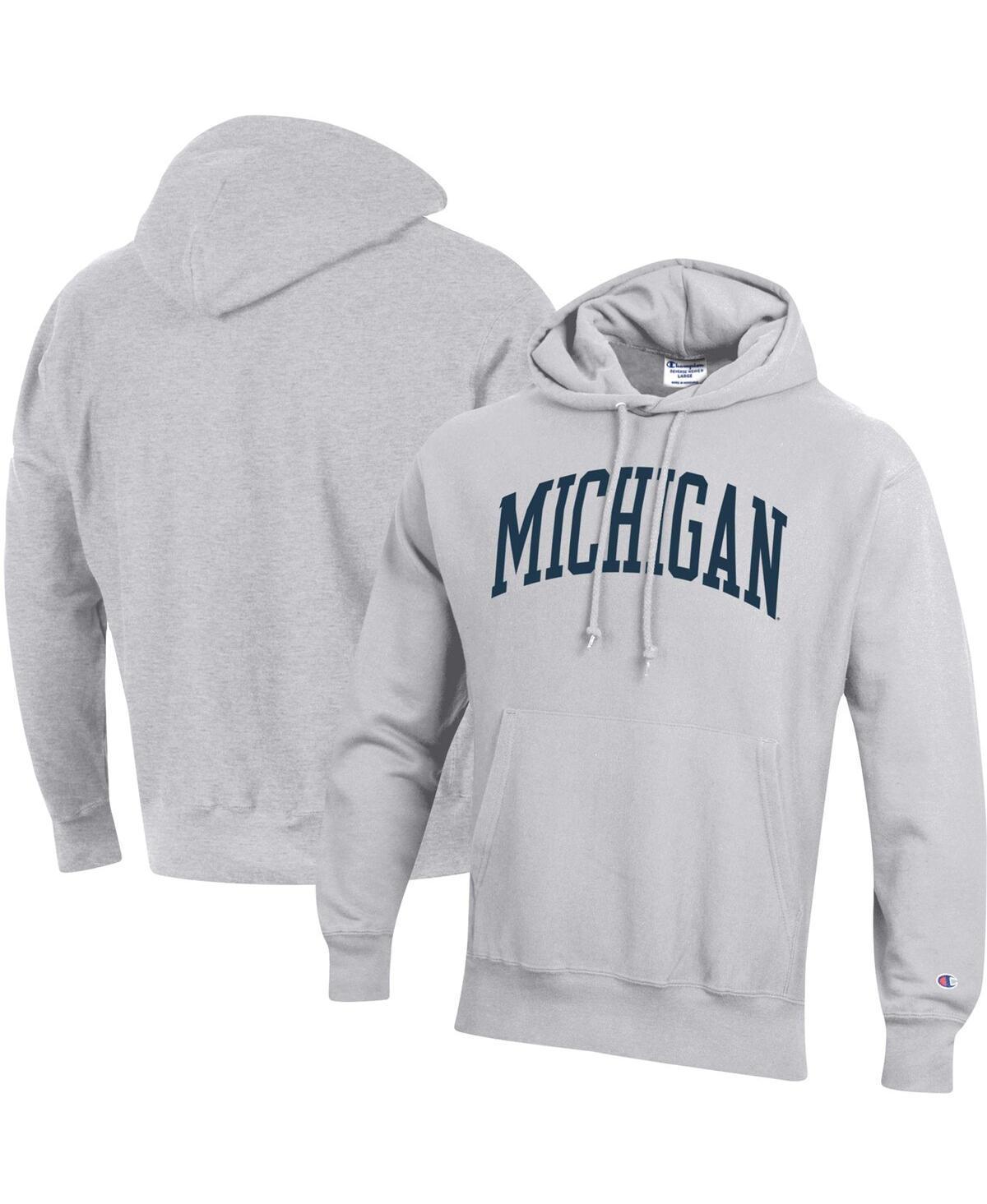 Mens Champion Heathered Gray Michigan Wolverines Team Arch Reverse Weave Pullover Hoodie Product Image