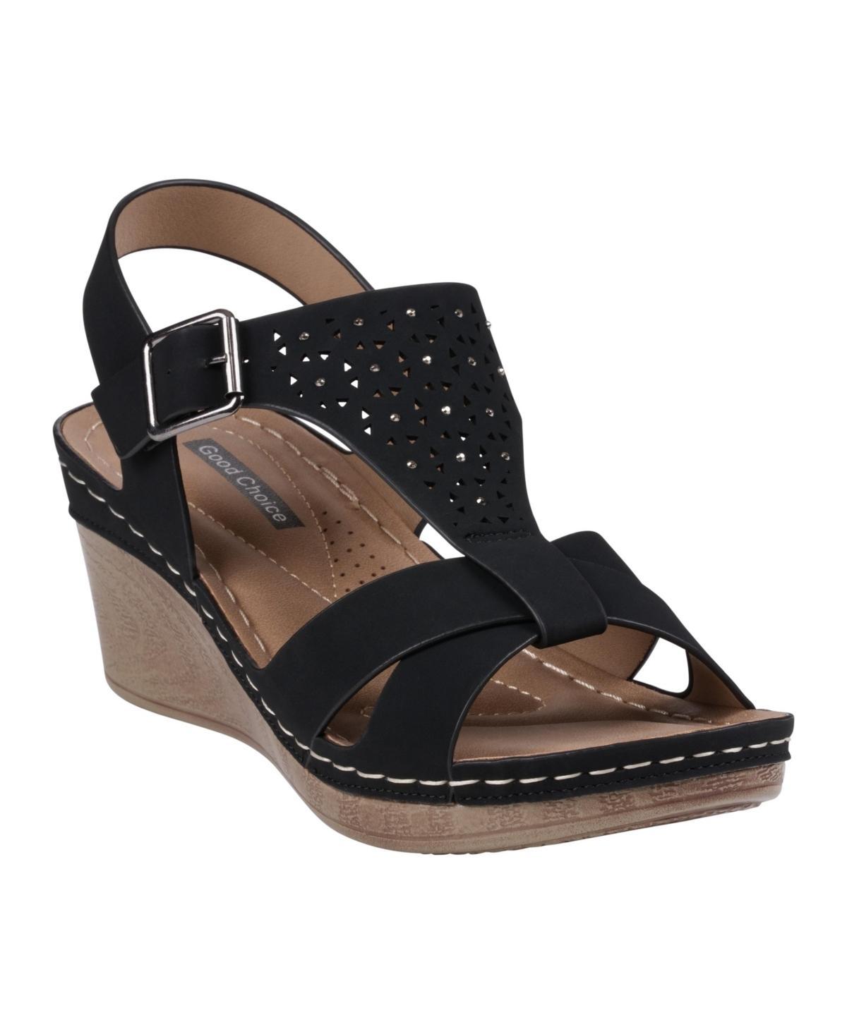 Gc Shoes Womens Cole Embellished T-Strap Slingback Wedge Sandals Product Image