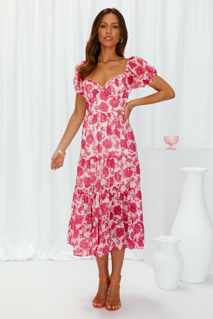 Sweet Views Midi Dress Pink Product Image