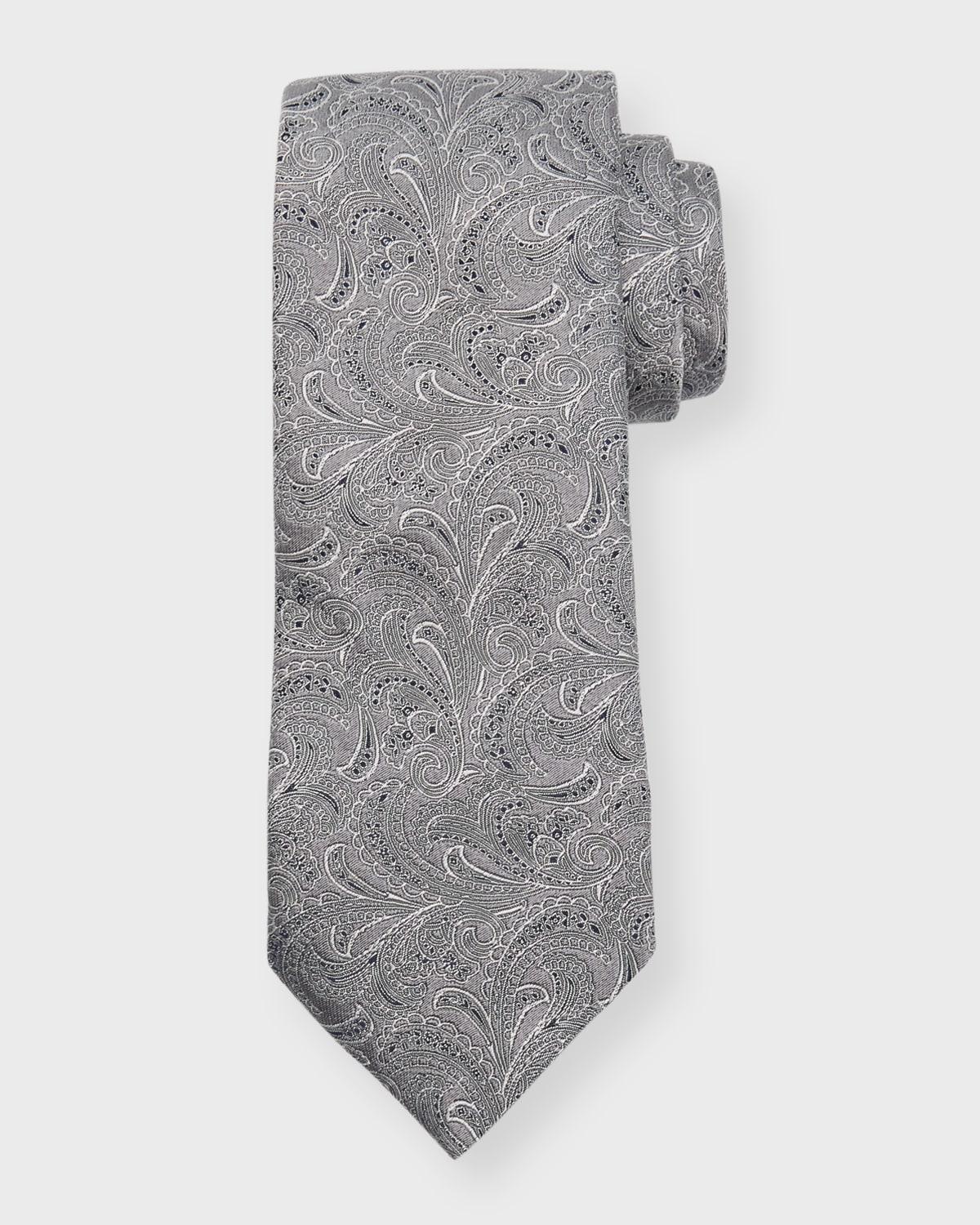 Men's Silk-Cotton Tonal Paisley Tie Product Image