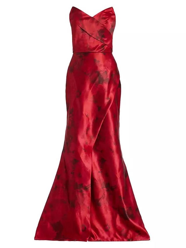 Floral Mikado Satin Wrap Gown Product Image