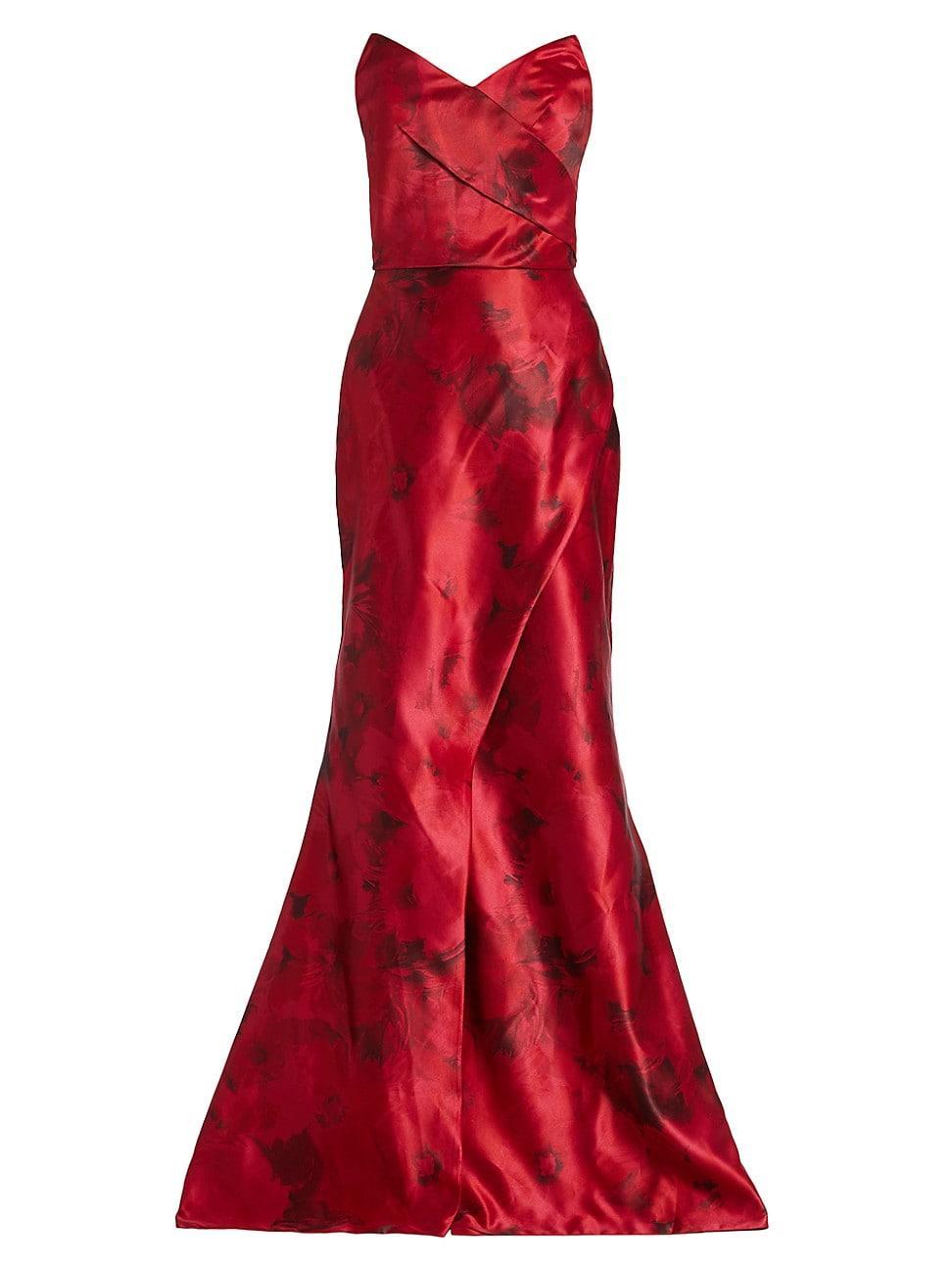 Floral Mikado Satin Wrap Gown Product Image