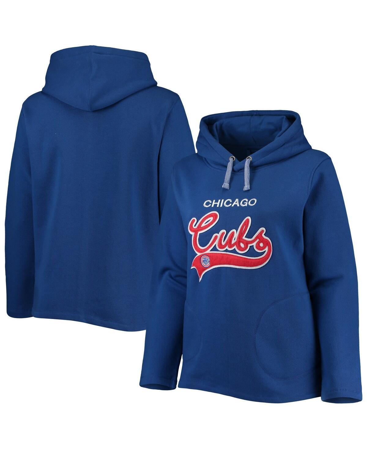 Womens Soft as a Grape Royal Chicago Cubs Plus Size Side Split Pullover Hoodie Product Image