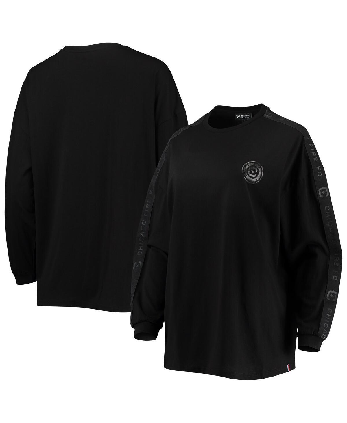 Womens The Wild Collective Black Chicago Fire Tri-Blend Long Sleeve T-Shirt Product Image