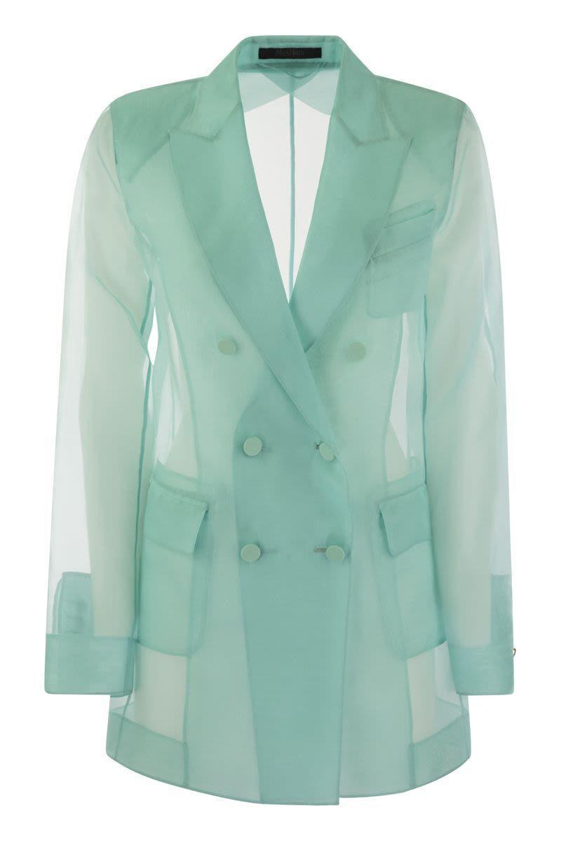 MAX MARA Negrar Silk Organza Double Breasted Blazer In Water Green Product Image