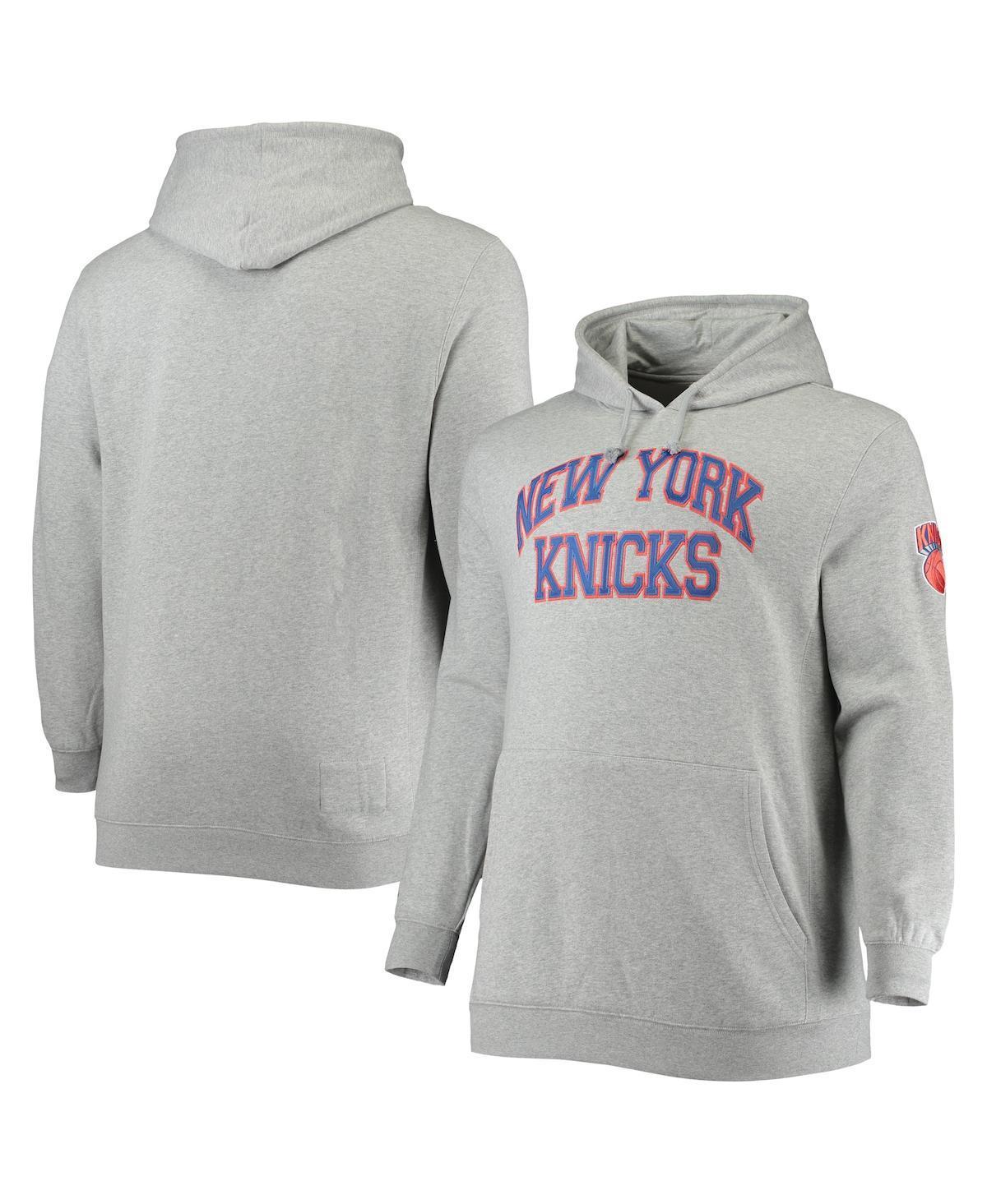 Mens Mitchell & Ness Heather Gray New York Knicks Hardwood Classics Big and Tall Throwback Pullover Hoodie Product Image