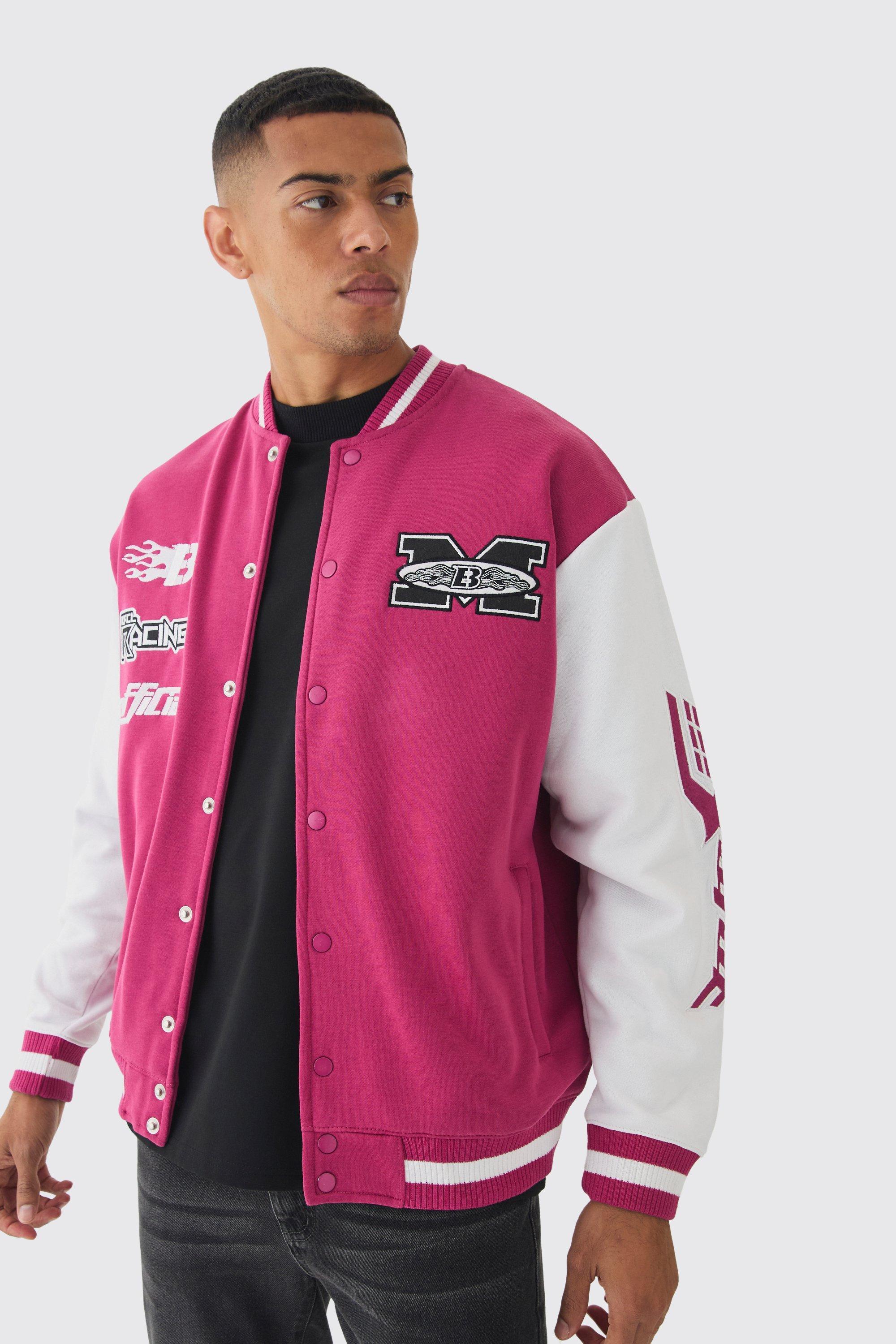 Oversized Jersey Moto Bomber Jacket | boohooMAN USA Product Image