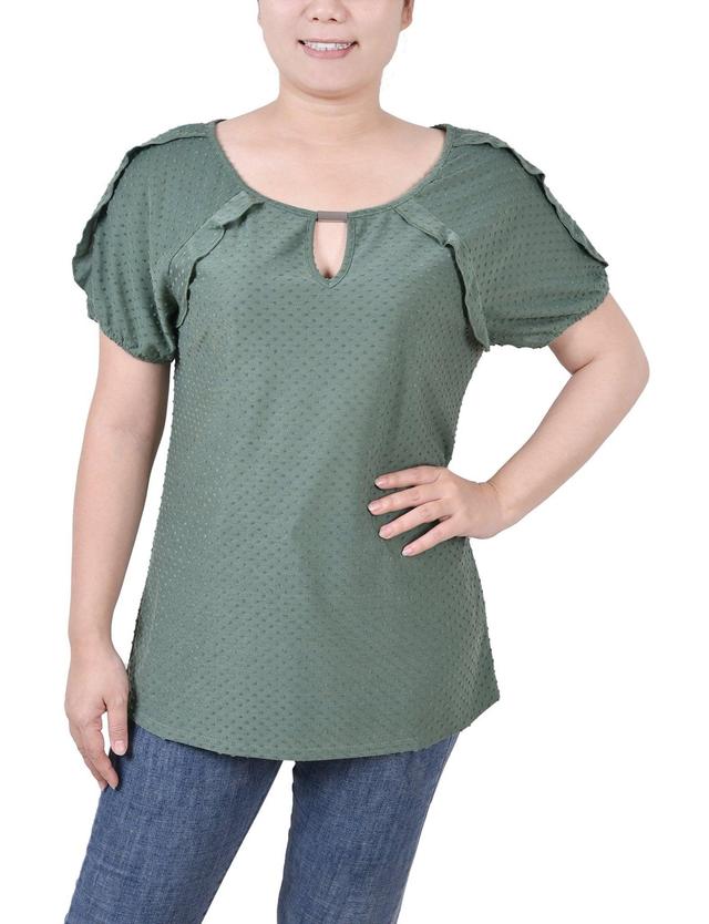 Short Sleeve Swiss Dot Top - Petite Product Image