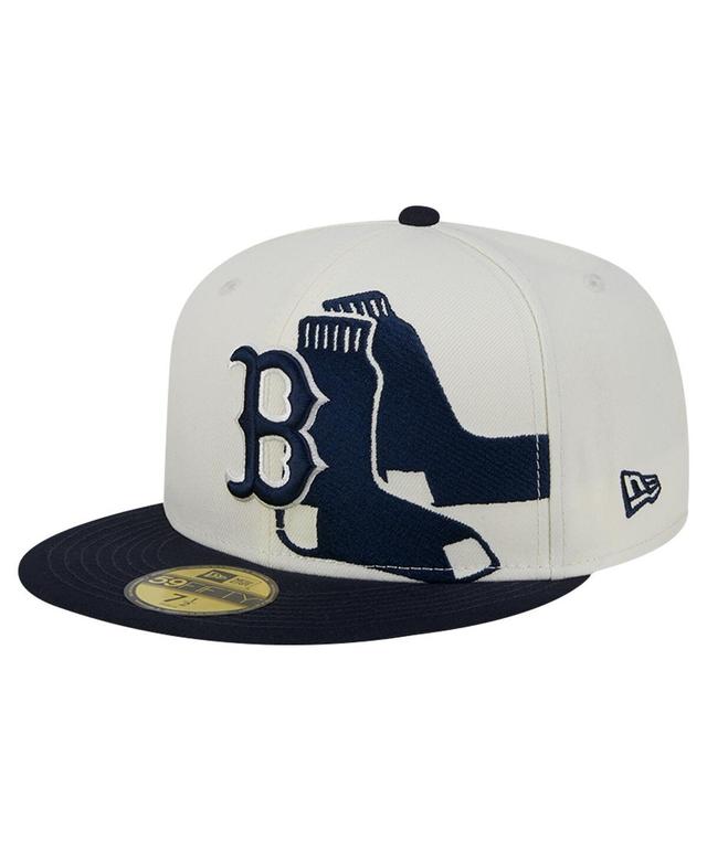 New Era Mens Cream Boston Red Sox Lonestar 59FIFTY Fitted Hat - Cream, Navy Product Image