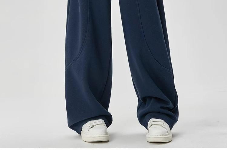 Drawstring Waist Plain Wide Leg Sweatpants Product Image