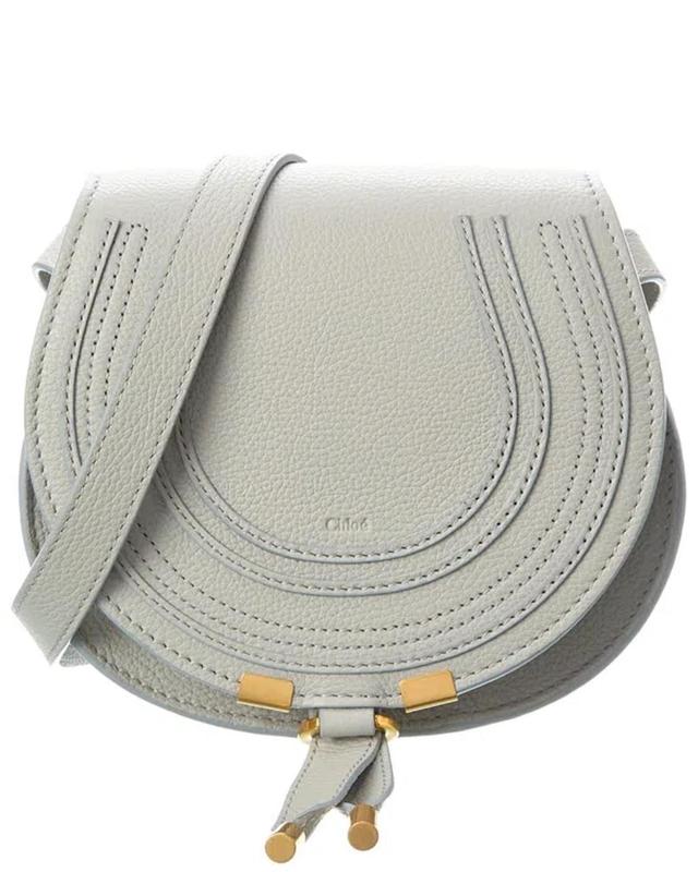 Marcie Small Leather Saddle Bag In Blue Product Image