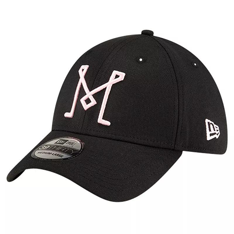 New Era Mens Black Inter Miami Cf Logo 39THIRTY Flex Hat Product Image