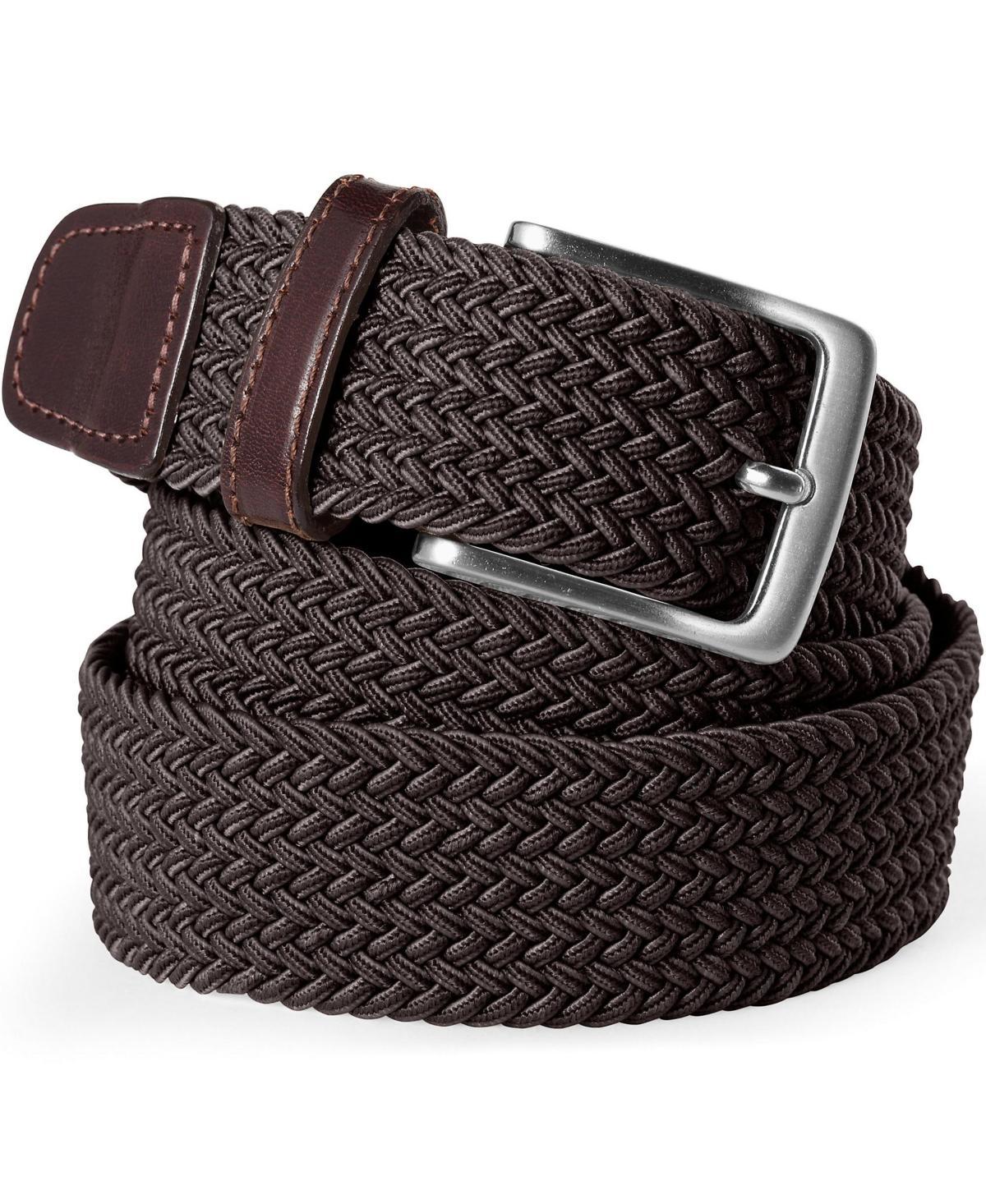 Mens Lands End Elastic Braid Leather Trim Belt Product Image