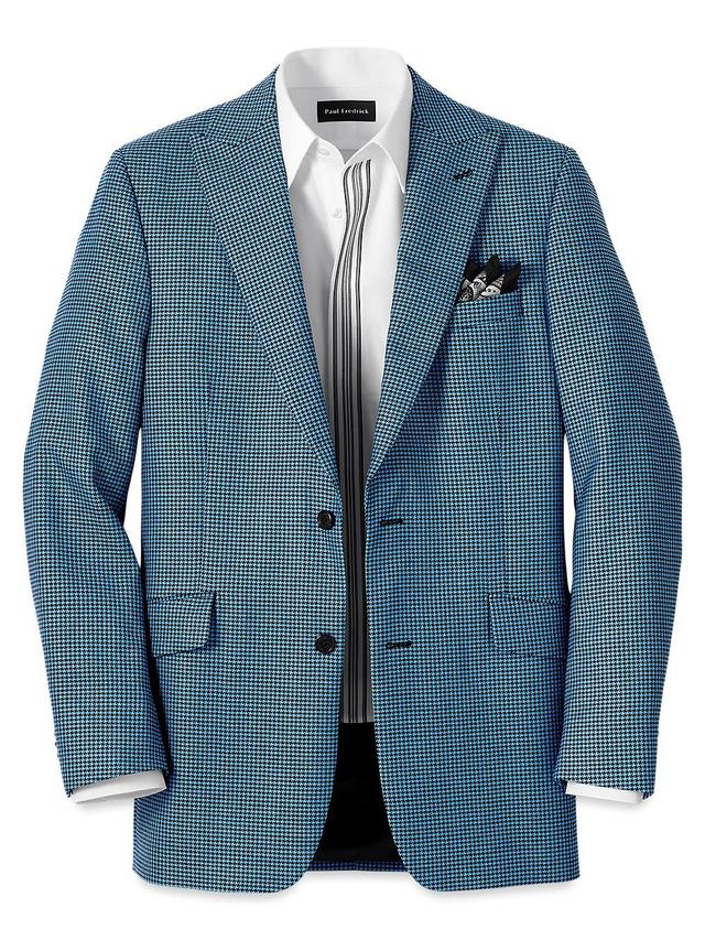 Wool Houndstooth Single Breasted Peak Lapel Sport Coat - Blue/black Product Image