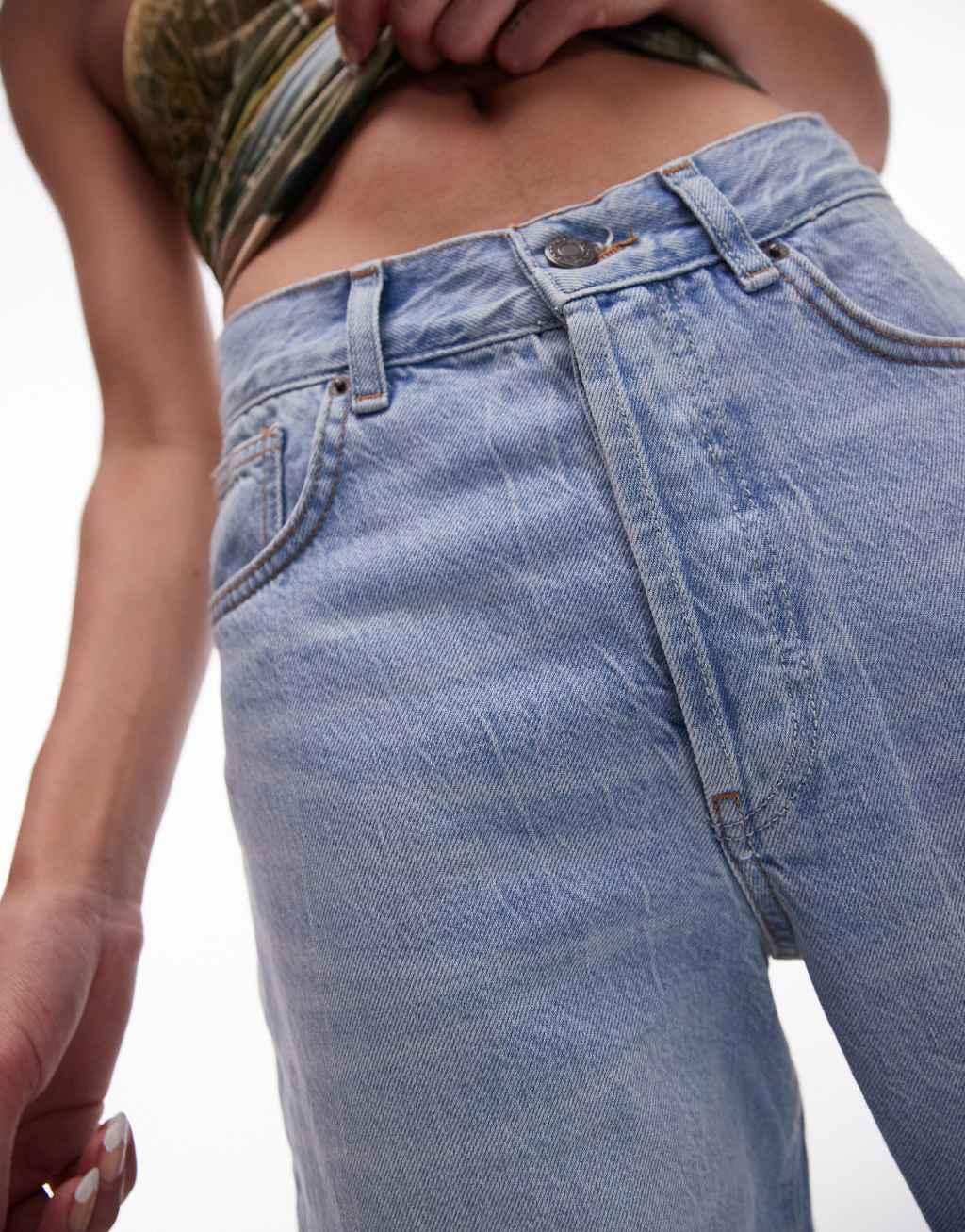 Topshop turn up jeans in vintage bleach Product Image