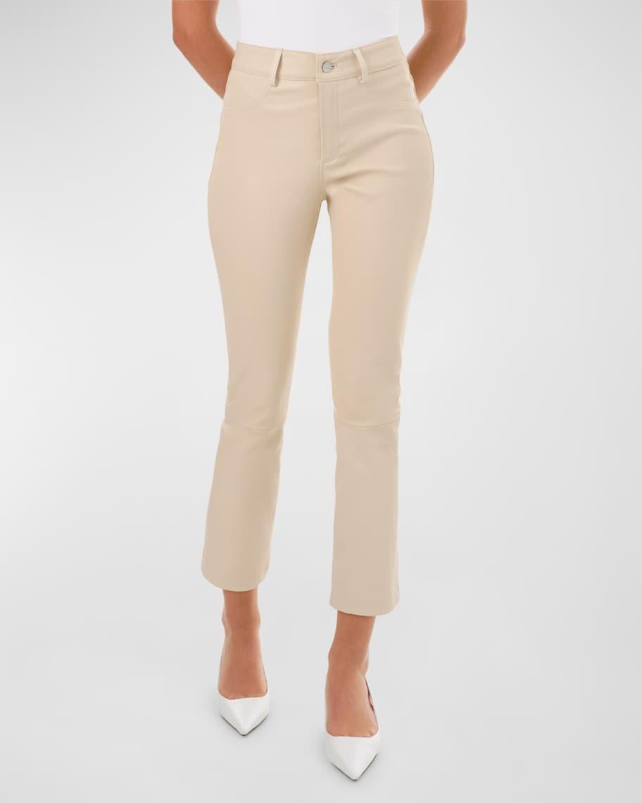 Faris Cropped Stretch Leather Flare Pants Product Image