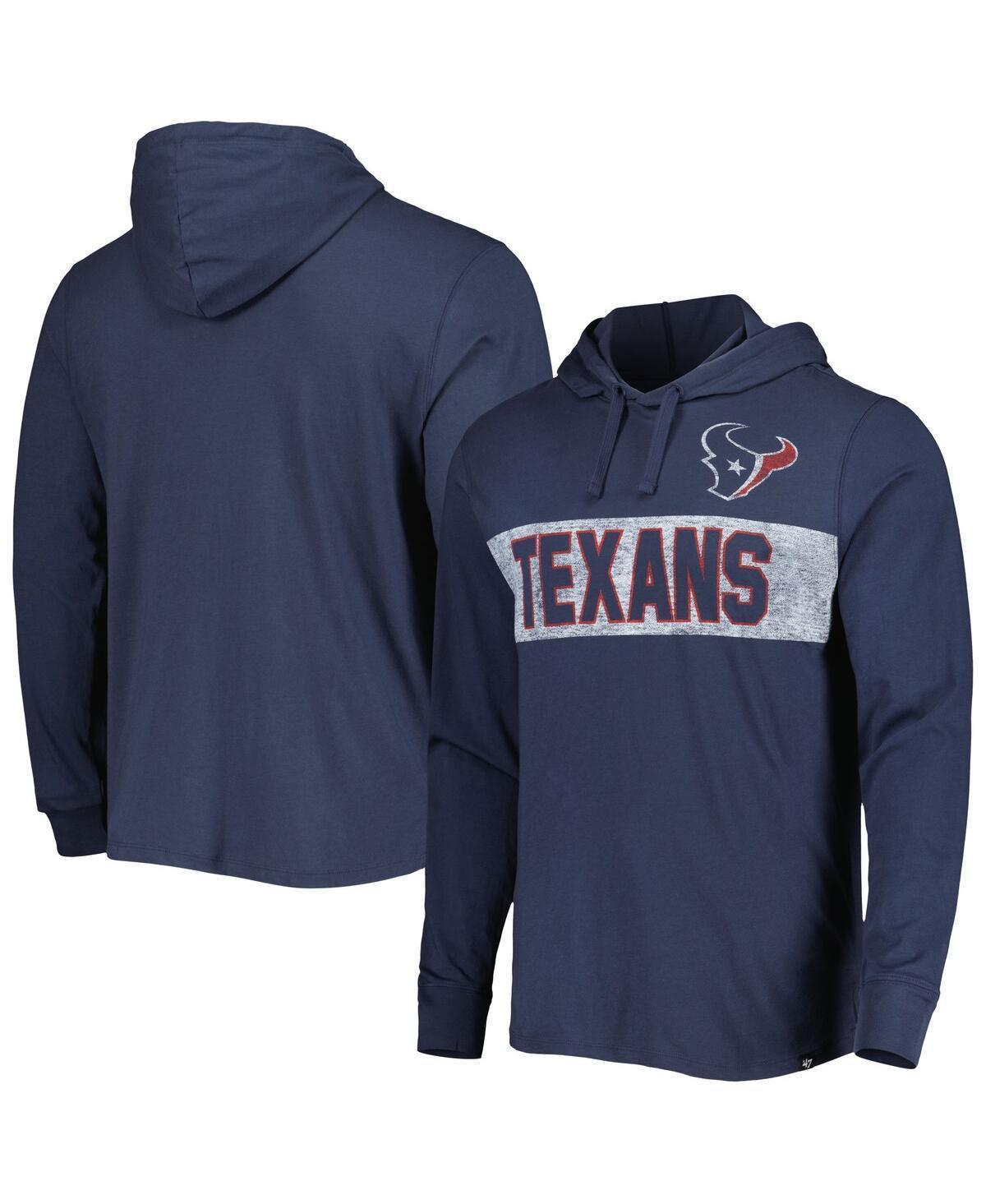 Men's '47 Navy Houston Texans Field Franklin Hooded Long Sleeve T-Shirt Product Image