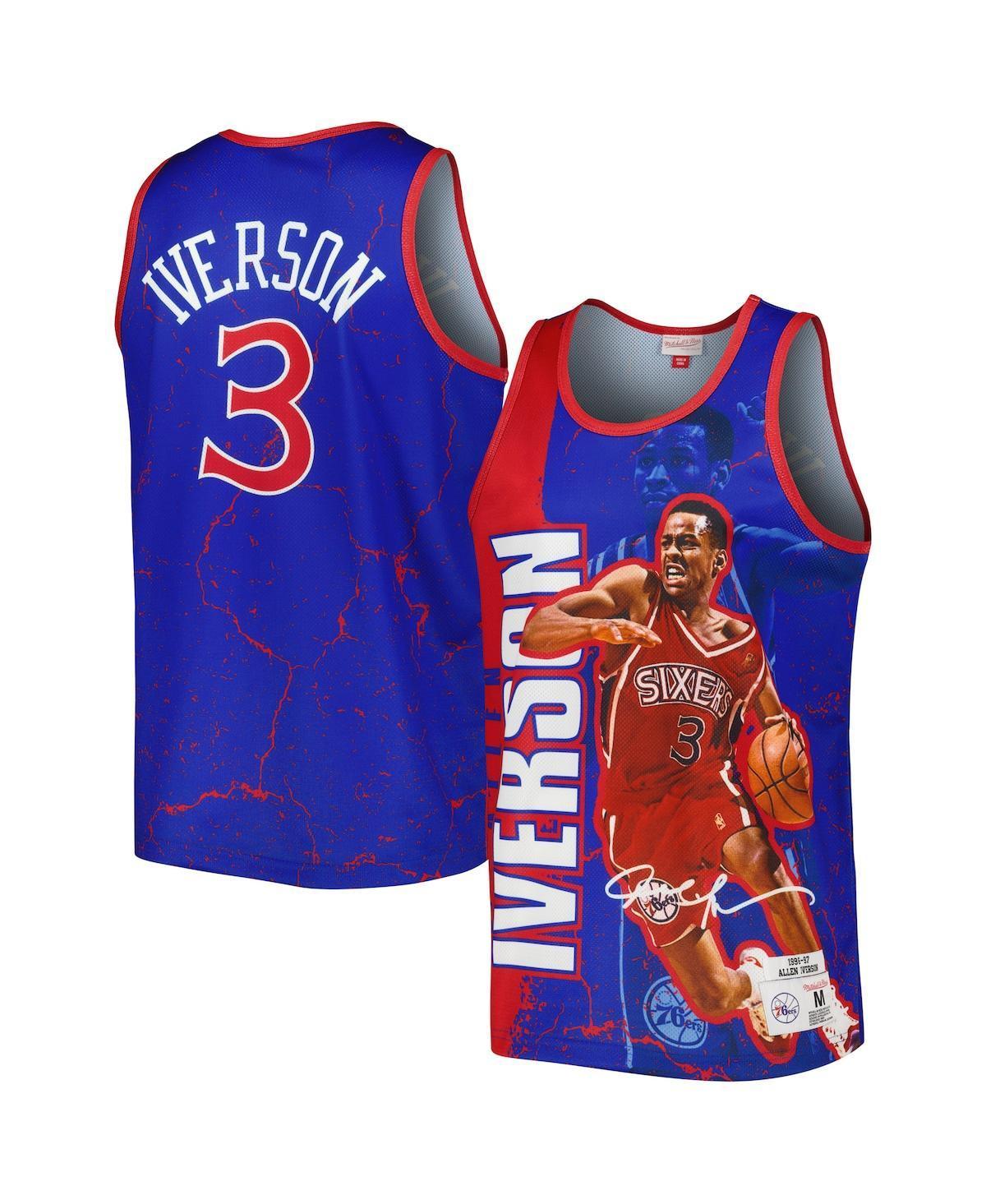 Mens Mitchell & Ness Allen Iverson Royal Philadelphia 76ers 1996-97 Hardwood Classics Player Burst Tank Top Product Image