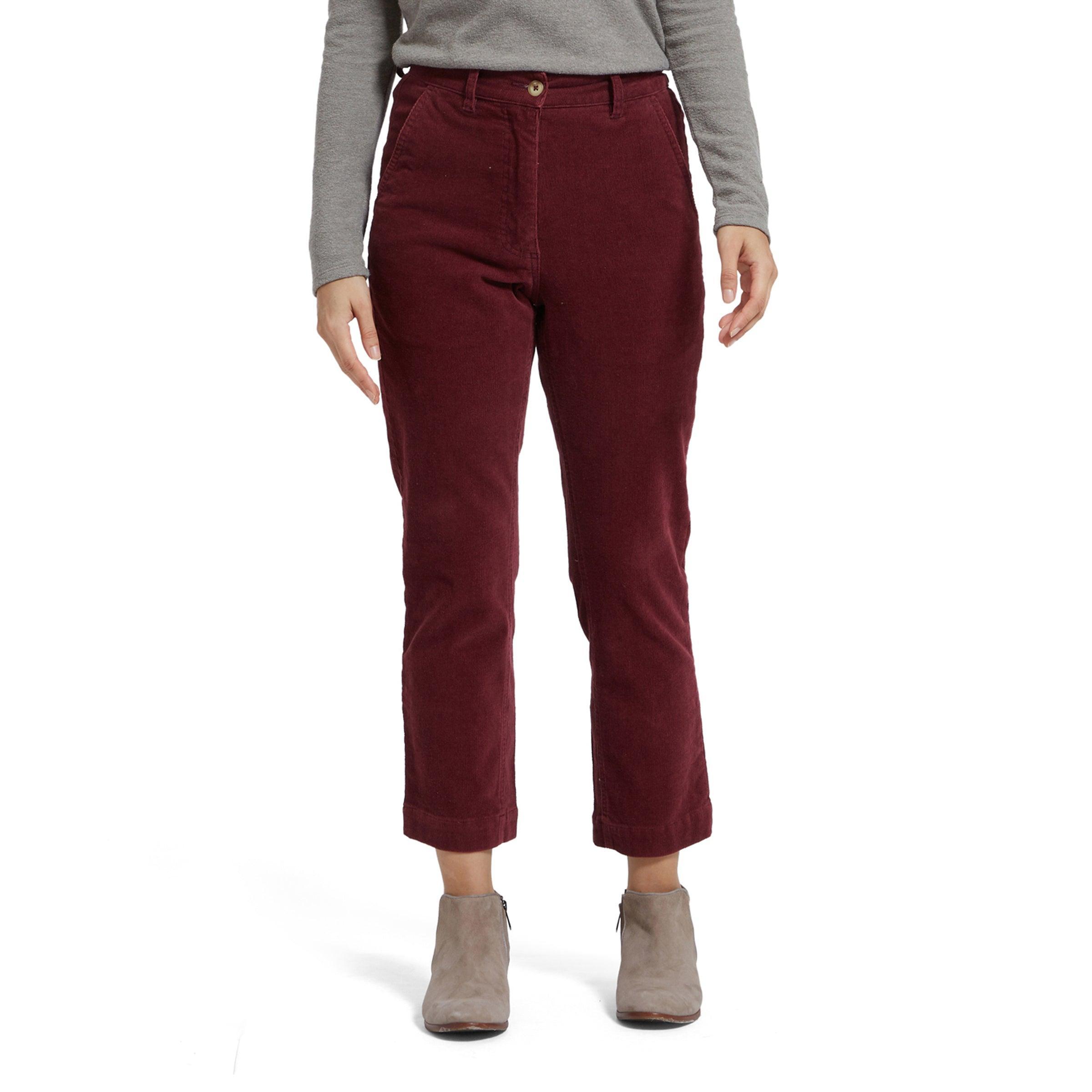 Tracy Slim Ankle Stretch Corduroy Pants - Burgundy (Final Sale) Female Product Image