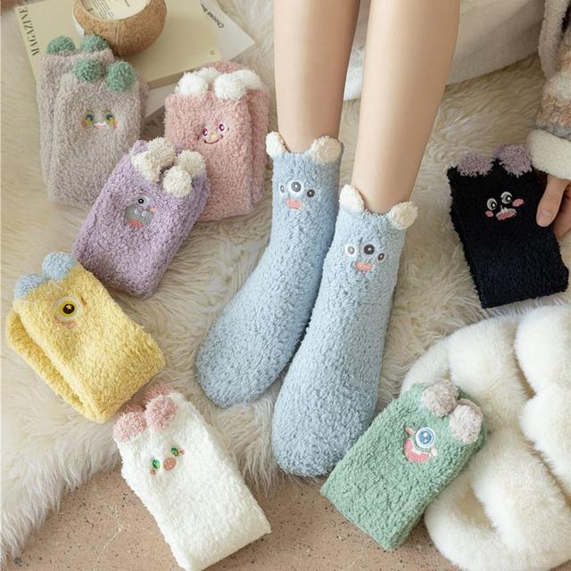 Cartoon Embroidered Fleece Socks Product Image