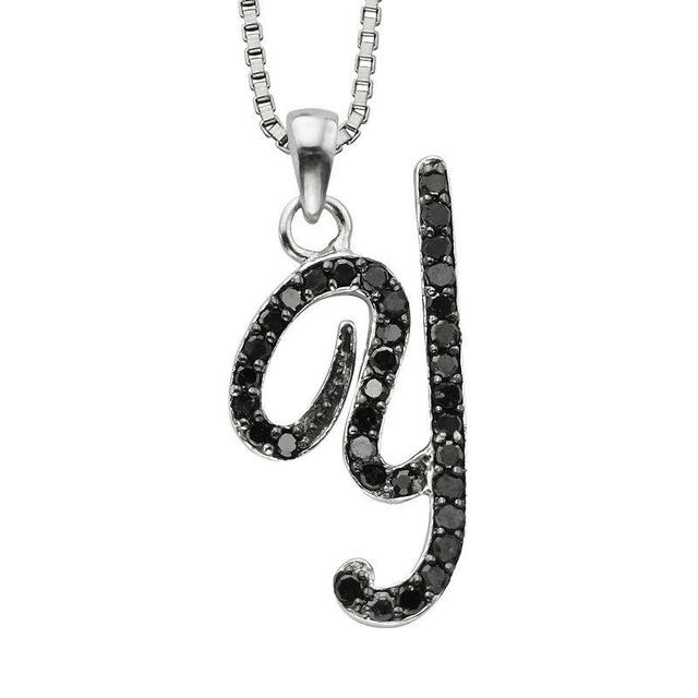 Sterling Silver Necklace, Black Diamond Y Initial Pendant (1/4 ct. t.w.) Product Image