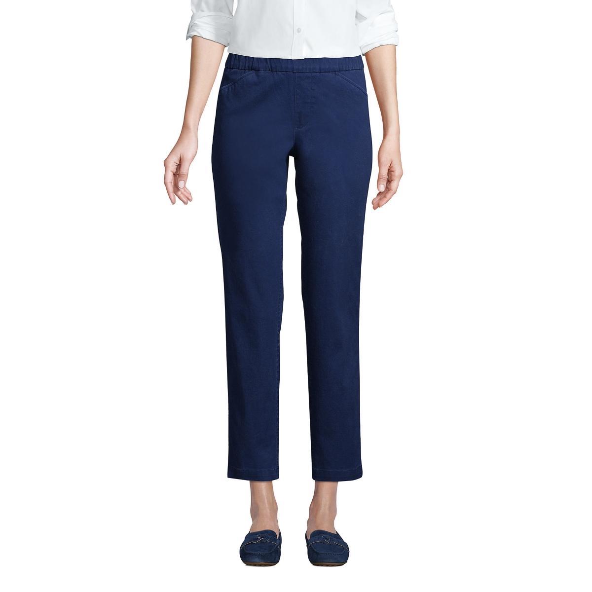 Womens Lands End Pull-On Chino Crop Pants Deep Blue Product Image