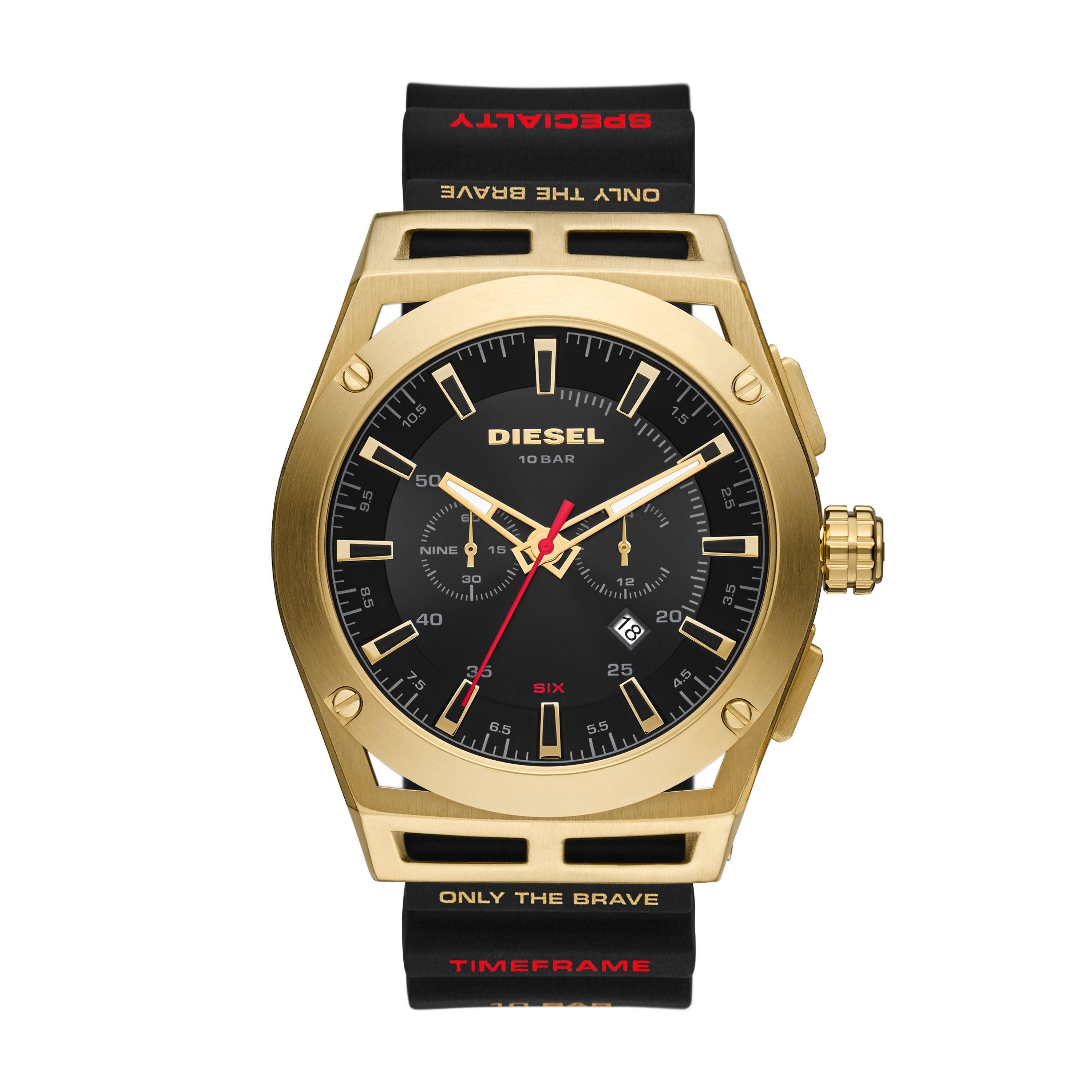 Men's Timeframe Chronograph, Gold-tone Stainless Steel Watch In Black Product Image