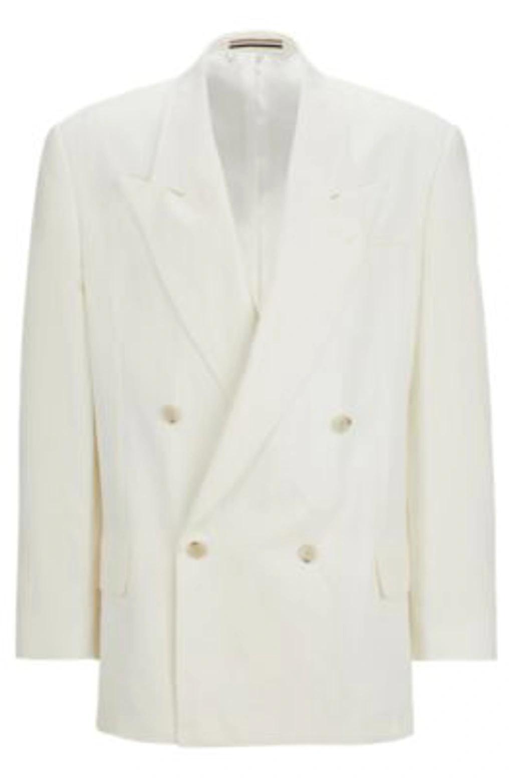 Relaxed-fit Jacket In Micro-patterned Linen In White product image