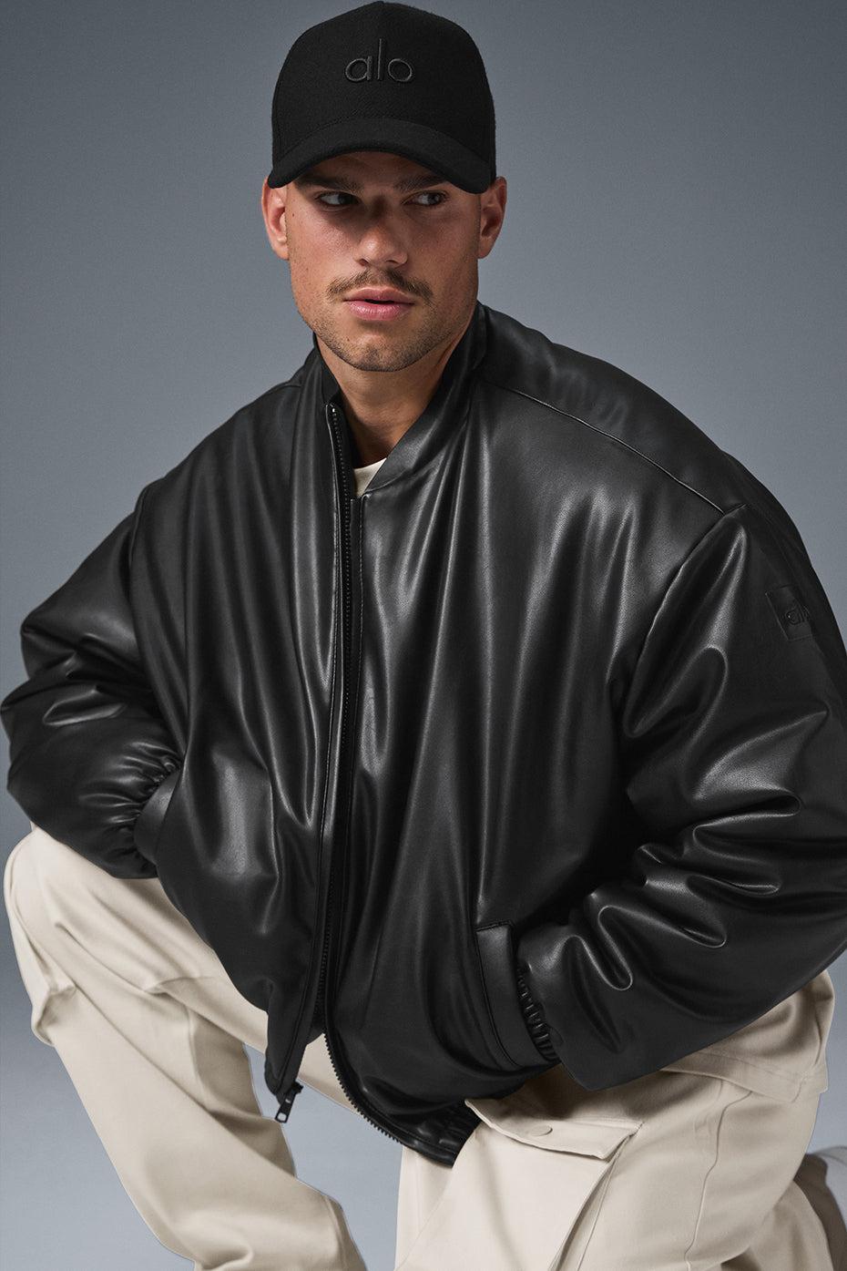 Faux Leather Premier Bomber - Black Male Product Image