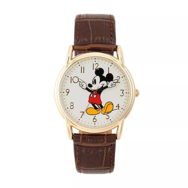 Disney Mickey Mouse Mens Gold Cardiff Alloy Watch - Brown Product Image