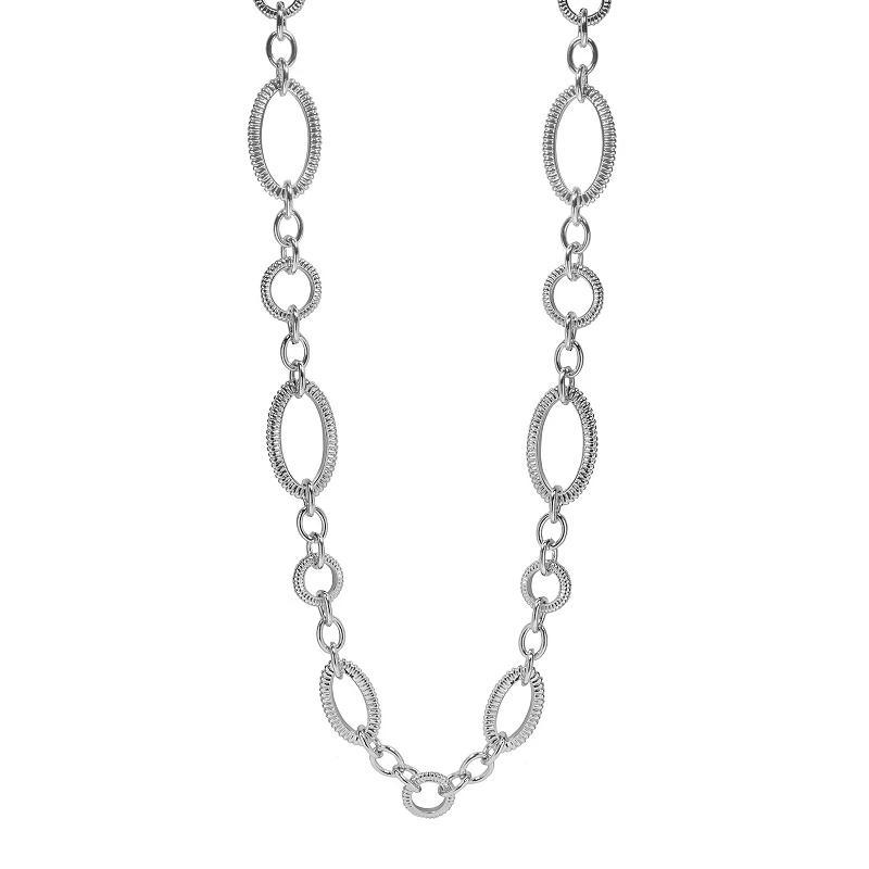 Emberly Silver Tone Braided Link Chain Necklace, Womens, None Product Image