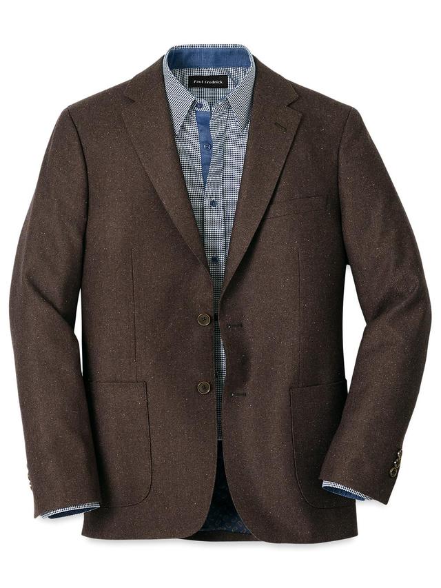 Wool Blend Donegal Single Breasted Notch Lapel Sport Coat - Brown Product Image