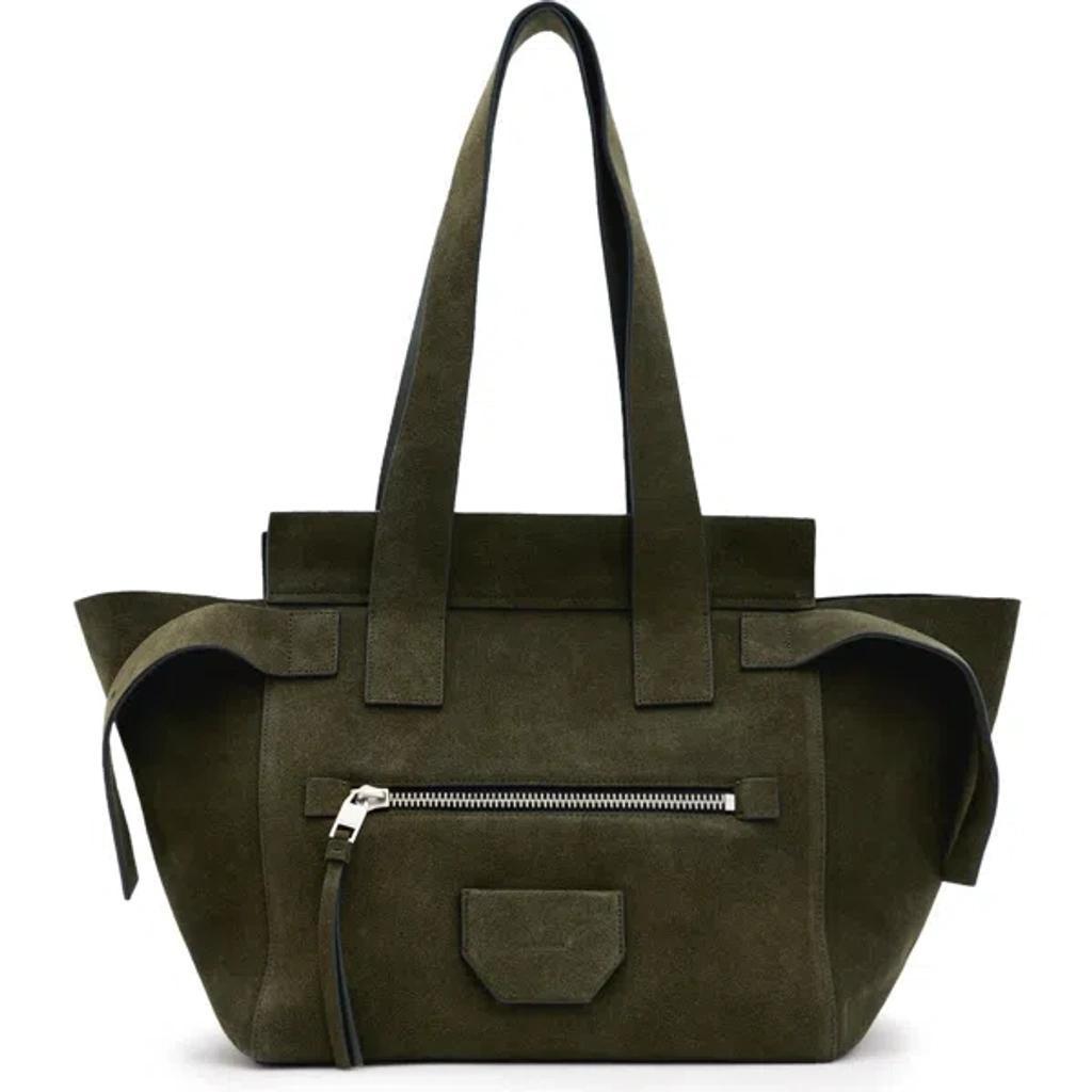 Perez Suede Shoulder Bag In Olive Green Product Image