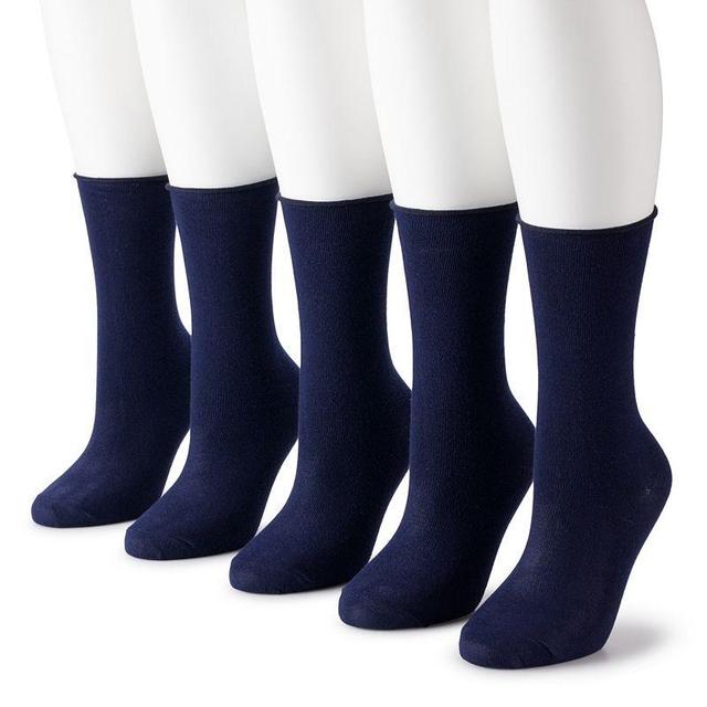 Womens Sonoma Goods For Life 5-Pack Roll Top Crew Socks Blue Product Image