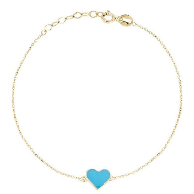 LUMINOR GOLD 14k Gold Enamel Heart Bracelet, Womens Yellow Product Image