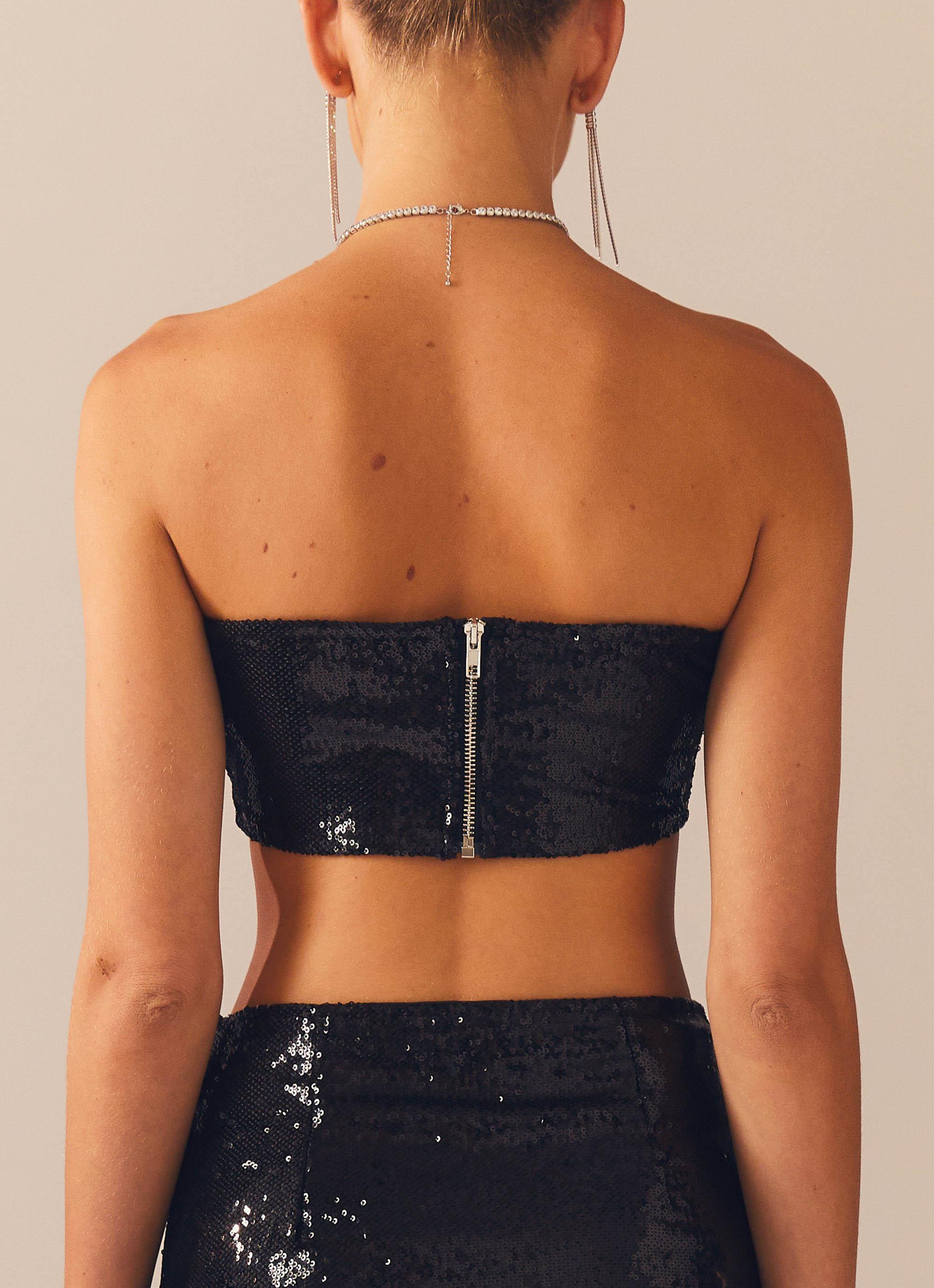 Emma Sequin Bustier - Black Product Image