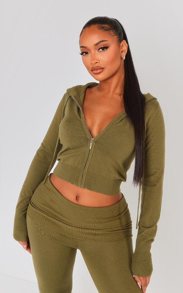 Shape Khaki Knit Zip Through Jacket Product Image