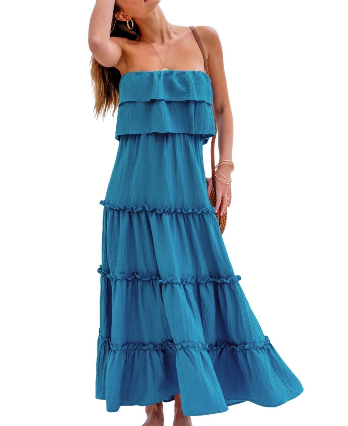 Cupshe Womens Ruffled Tiered Maxi Tube Beach Dress Product Image