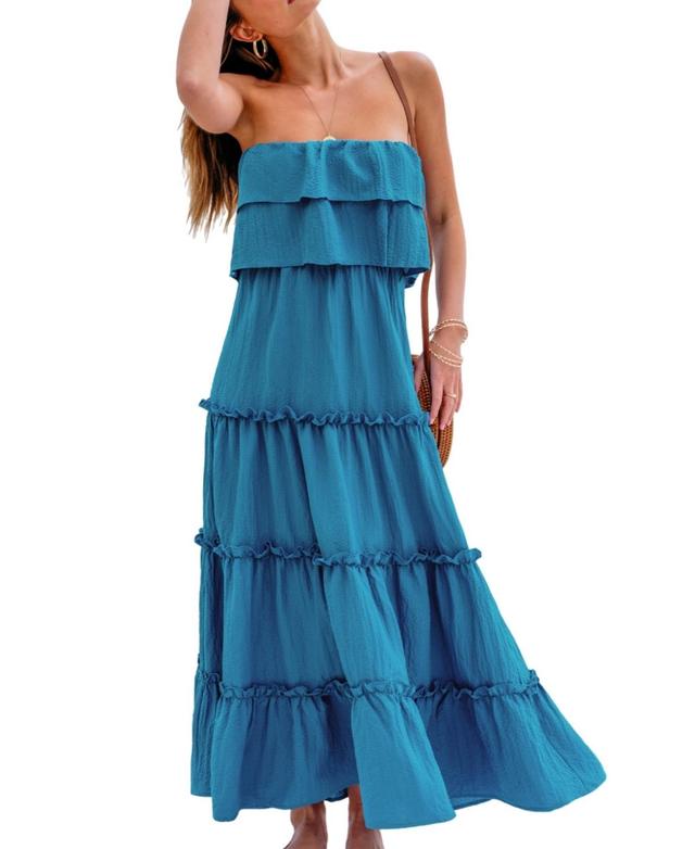 Women's Ruffled Tiered Maxi Tube Beach Dress Product Image