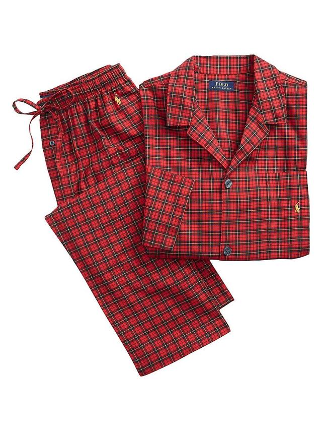 Mens Cotton Flannel Pajama Shirt & Pants Set Product Image